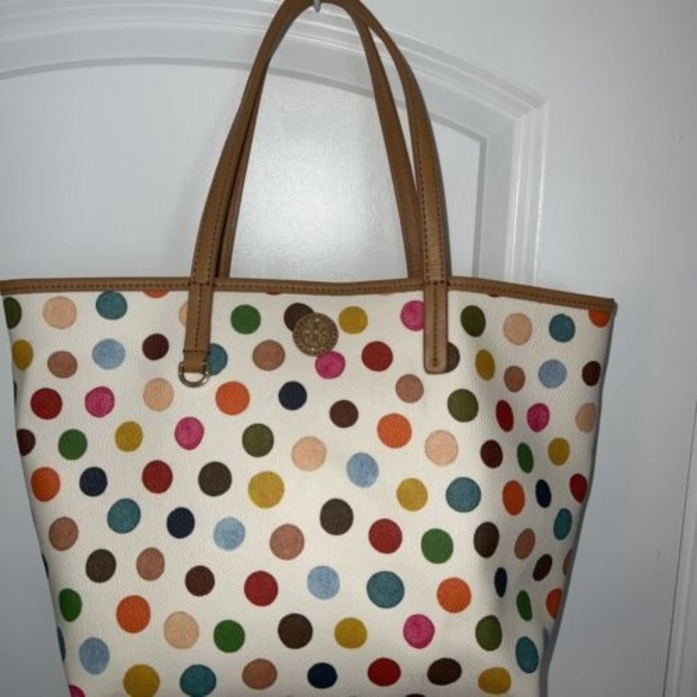 Tory Burch Kerrington Multi Dot Rainbow Tote Bag